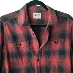 Field & Stream Mens Red Black Buffalo Plaid Flannel Button Down Shirt Medium